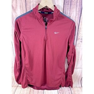 Nike Women's LARGE Running 1/4 Zip Pullover Dri-fit Red Maroon Burgundy  L